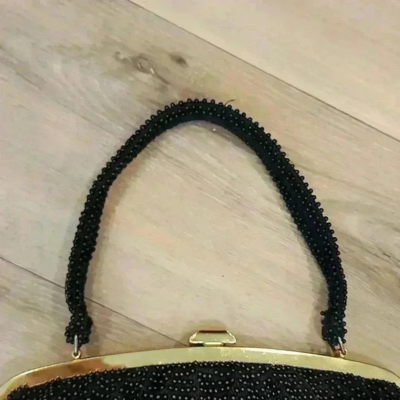 Vintage 1950's Corde Black & Gold Tone Beaded Purse by Lumured (O5.12.8) - Picture 4 of 14